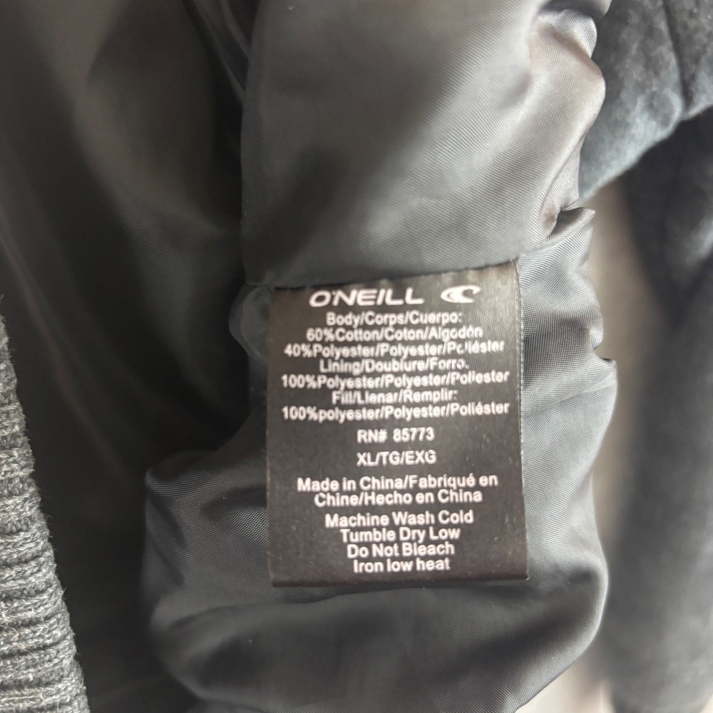 O'Neill Jacket Mens XL Charcoal Gray Quilted Full Zip Insulated Hoodie RN 85773 - Picture 5 of 9